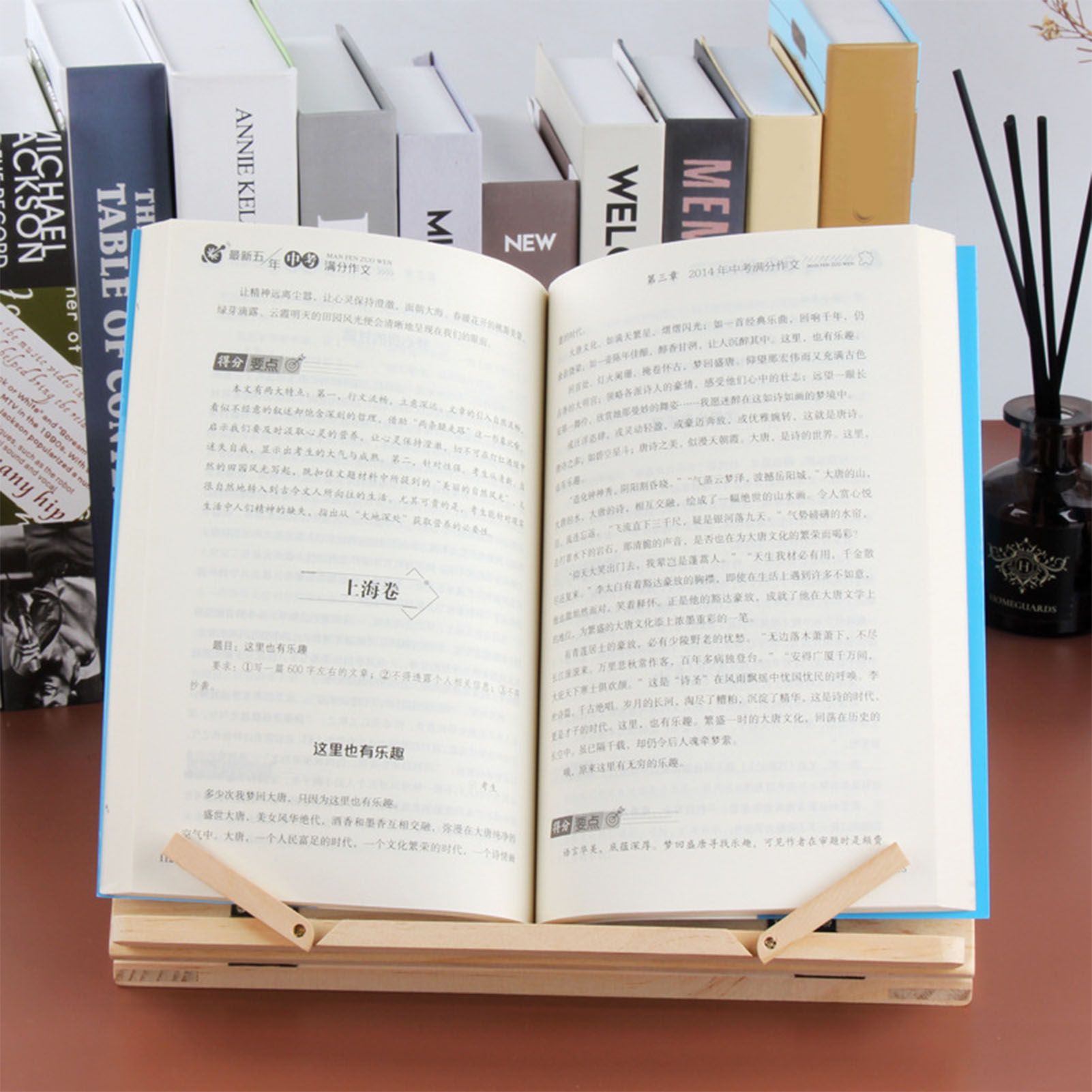 Wooden Book Stand Adjustable Book Holder Reading Stand Recipe Cookbook Holder for Kid Adult Home Wooden Clip