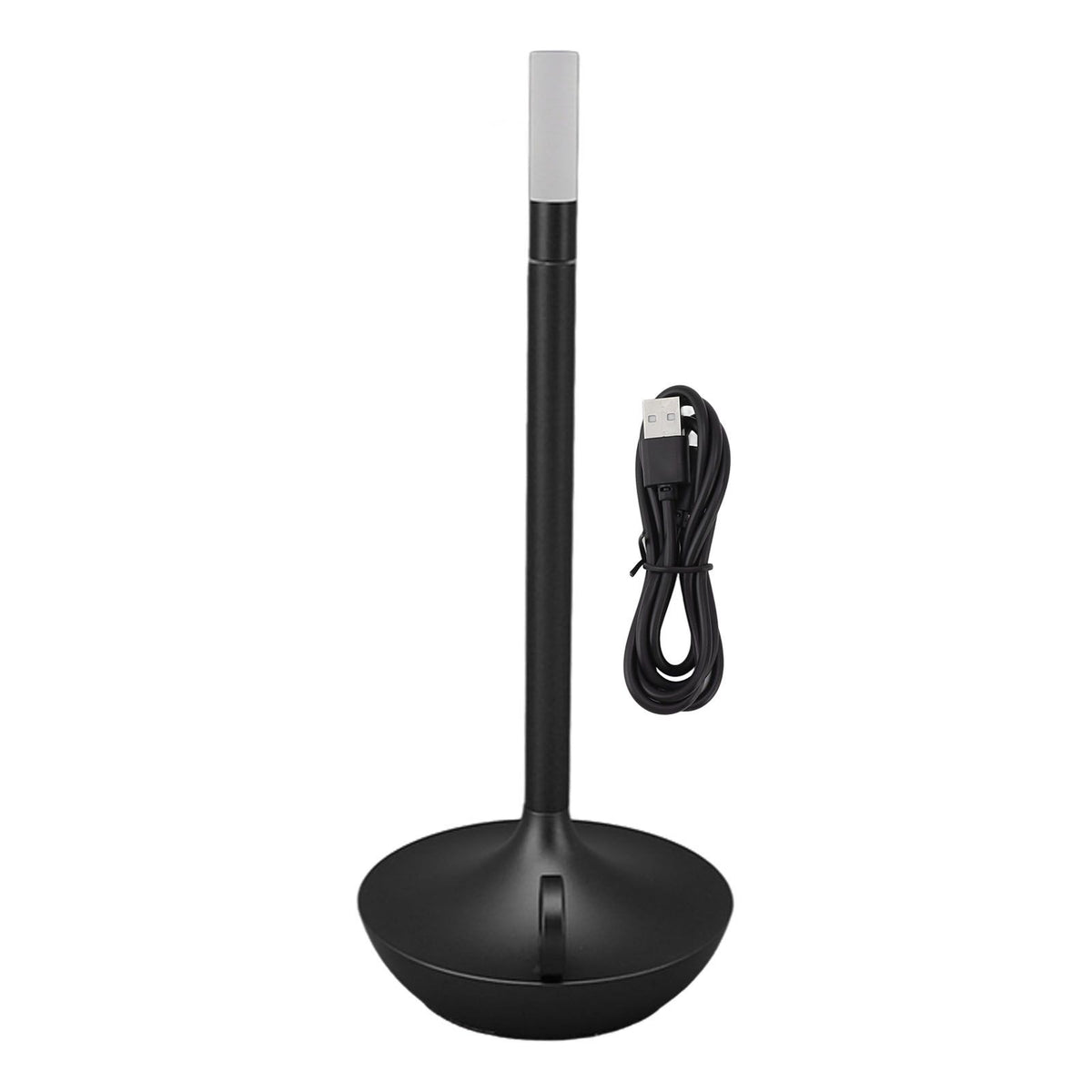 Cordless Table Lamp Innovative Candle Shape 3 Levels Brightness Dimmable Rechargeable LED Desk Lamp Black Main image