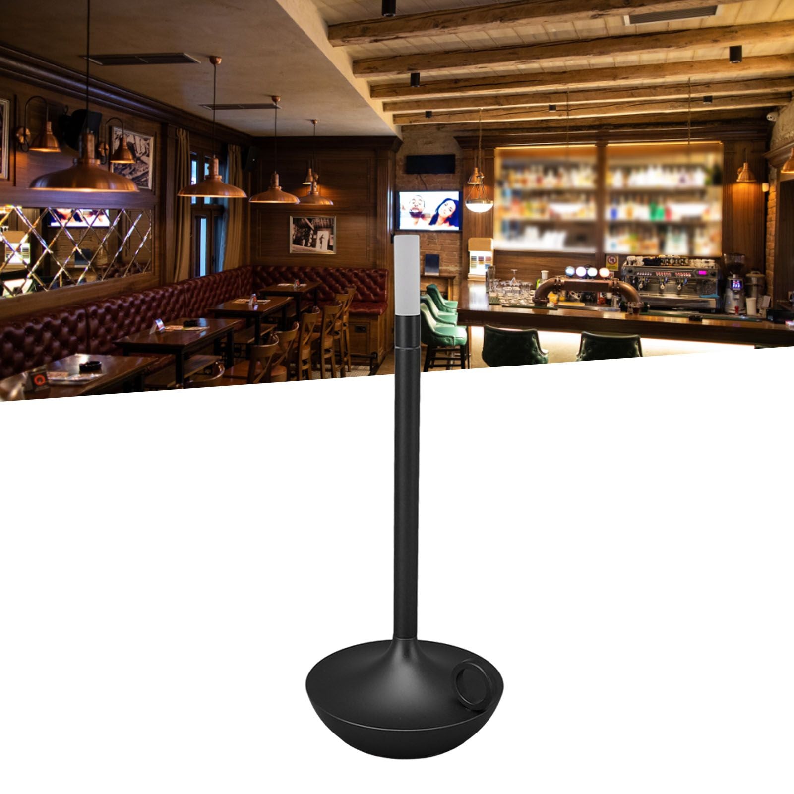 Cordless Table Lamp Innovative Candle Shape 3 Levels Brightness Dimmable Rechargeable LED Desk Lamp Black