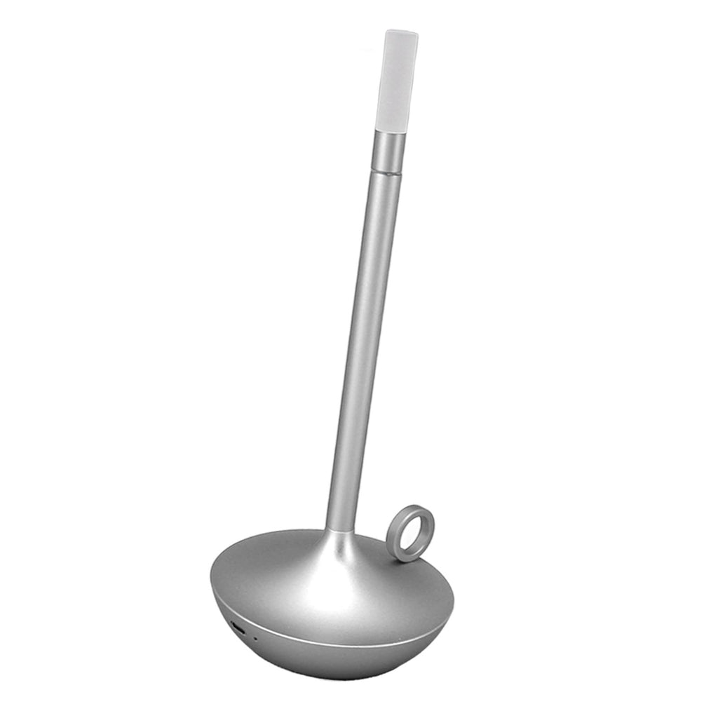 Cordless Table Lamp Innovative Candle Shape 3 Levels Brightness Dimmable Rechargeable LED Desk Lamp Silver