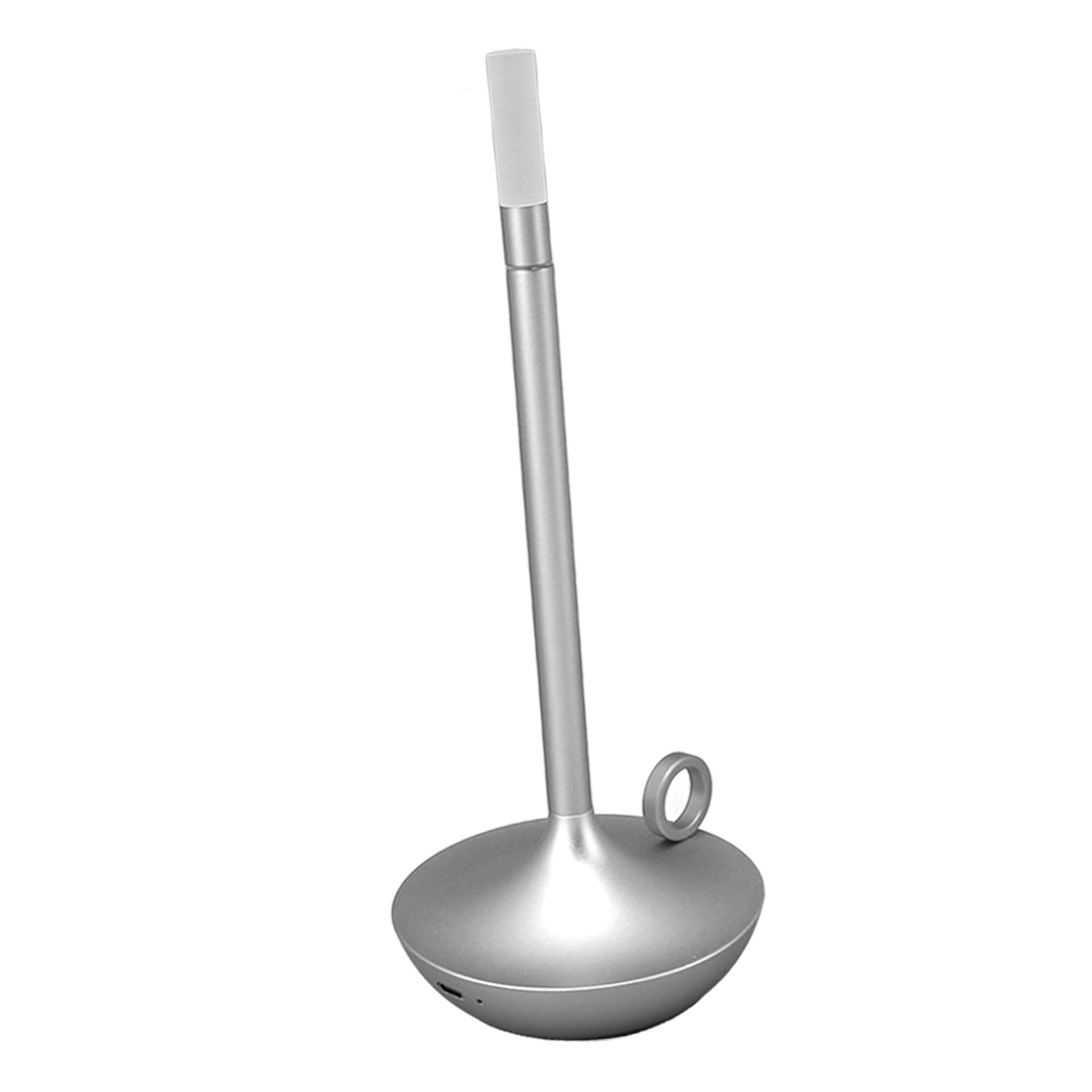 Cordless Table Lamp Innovative Candle Shape 3 Levels Brightness Dimmable Rechargeable LED Desk Lamp Silver