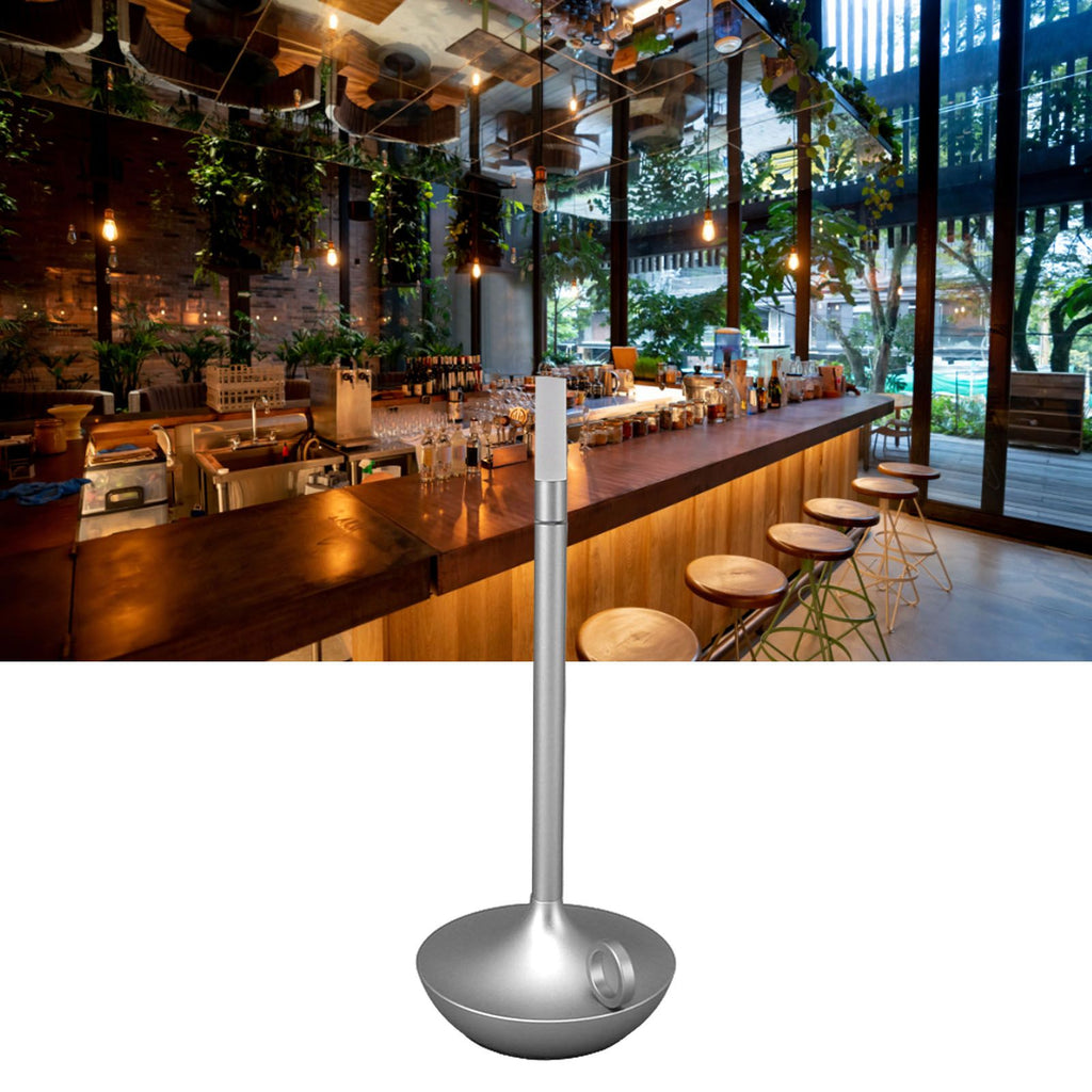 Cordless Table Lamp Innovative Candle Shape 3 Levels Brightness Dimmable Rechargeable LED Desk Lamp Silver