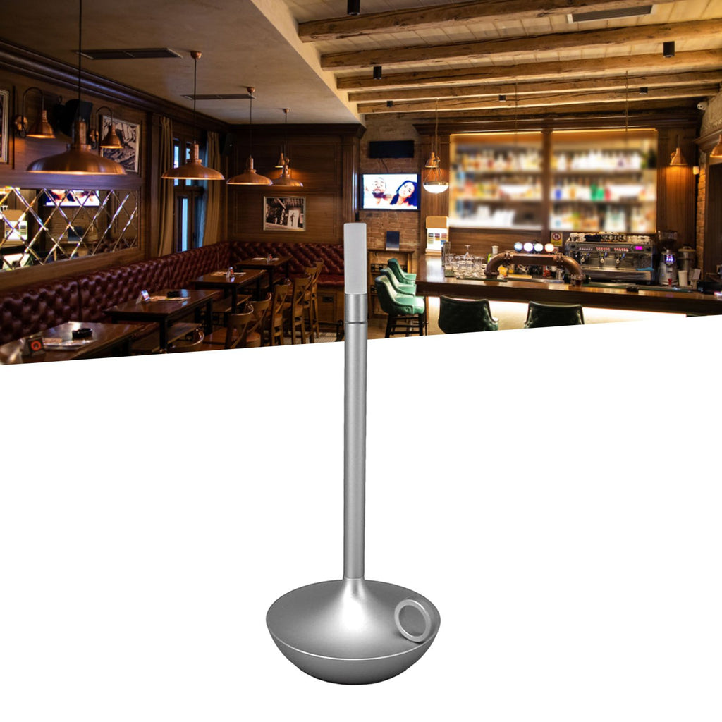 Cordless Table Lamp Innovative Candle Shape 3 Levels Brightness Dimmable Rechargeable LED Desk Lamp Silver