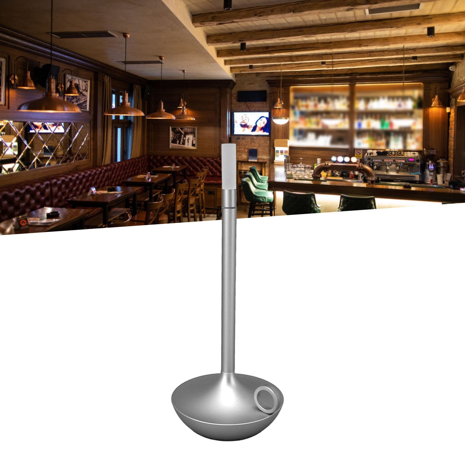 Cordless Table Lamp Innovative Candle Shape 3 Levels Brightness Dimmable Rechargeable LED Desk Lamp Silver