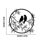 Metal Wall Art Bird on Branch Round Wall Art Bird Sign Wall Silhouette Bird Iron Artwork Hanging for Living Room Office