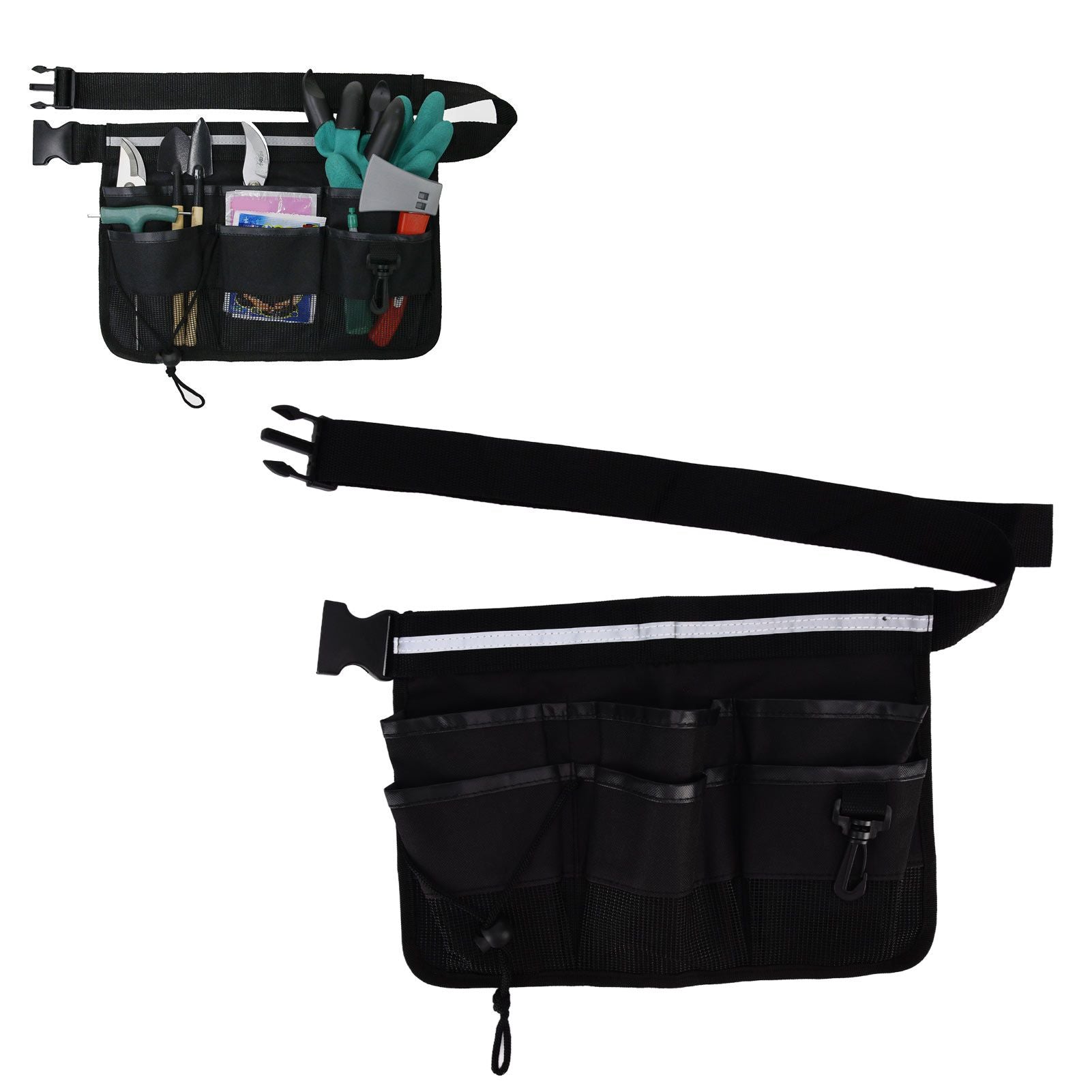 Garden Tool Pocket Adjustable Portable Multi Pocket Design Tool Storage Bag for Storage Tools ItemsBlack