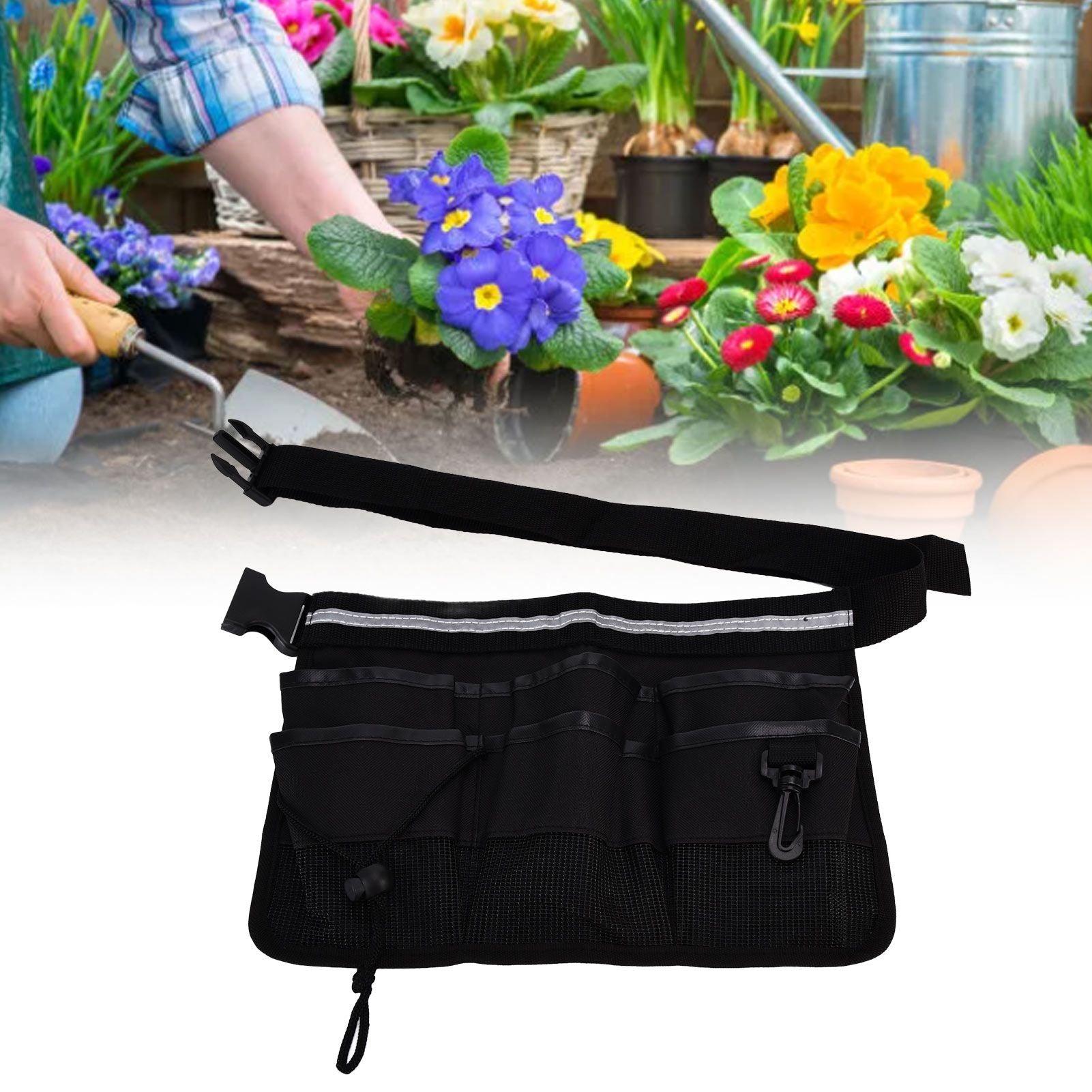 Garden Tool Pocket Adjustable Portable Multi Pocket Design Tool Storage Bag for Storage Tools ItemsBlack