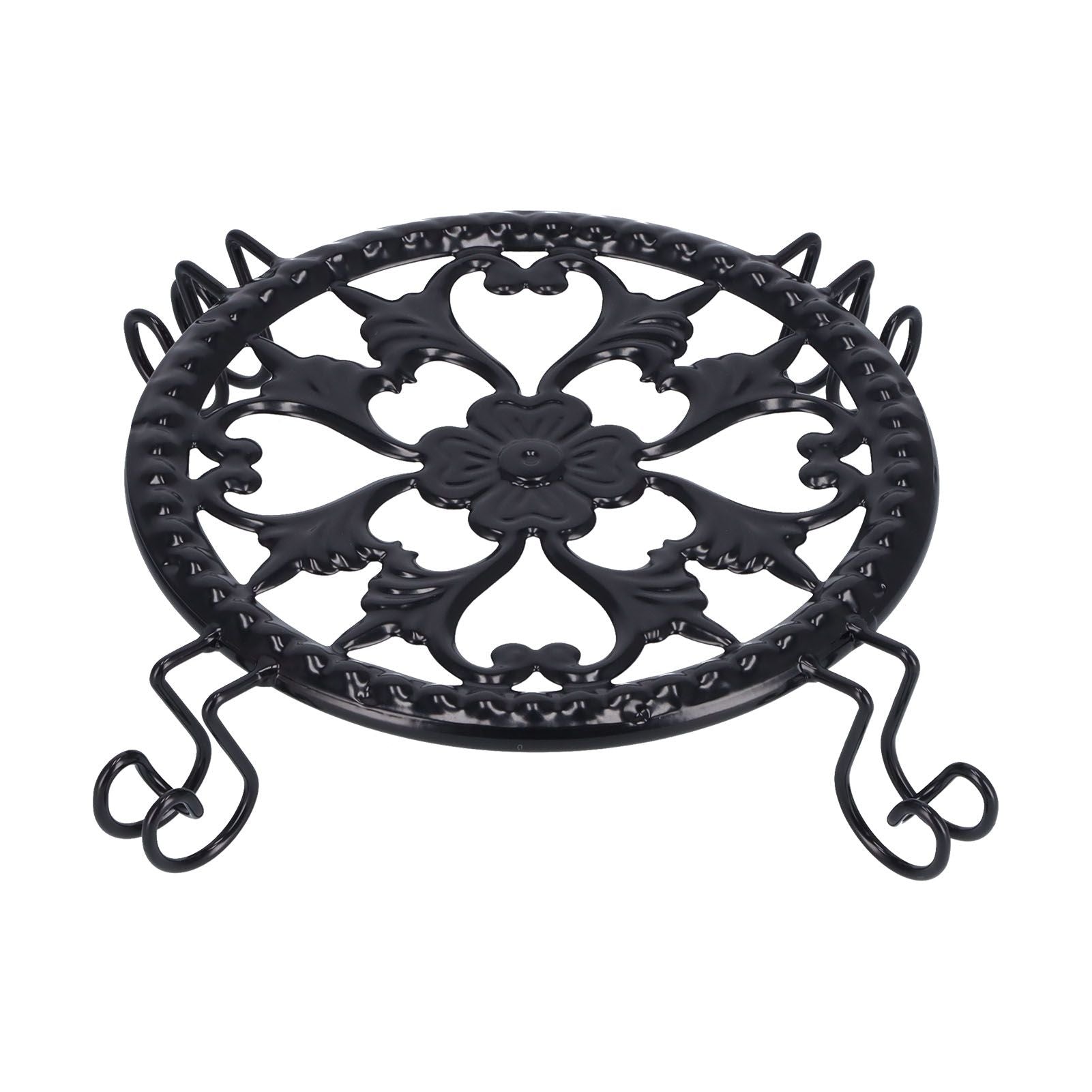 Flower Pot Stand Black Elegant Light Weight Stable Wrought Iron Plant Riser for Living Room Balcony Office Main image