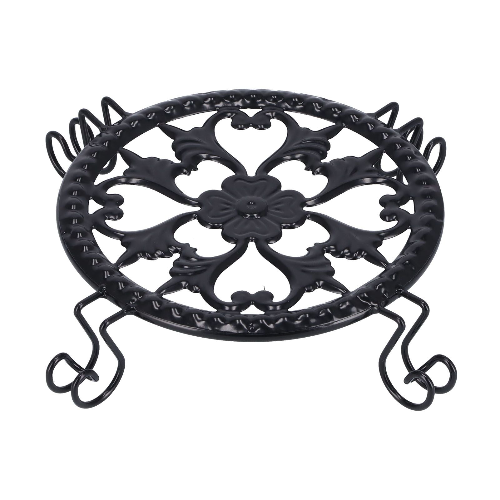 Flower Pot Stand Black Elegant Light Weight Stable Wrought Iron Plant Riser for Living Room Balcony Office