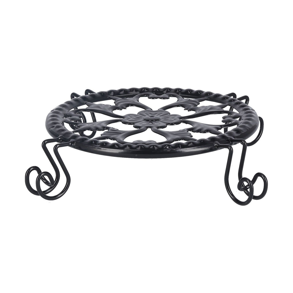 Flower Pot Stand Black Elegant Light Weight Stable Wrought Iron Plant Riser for Living Room Balcony Office