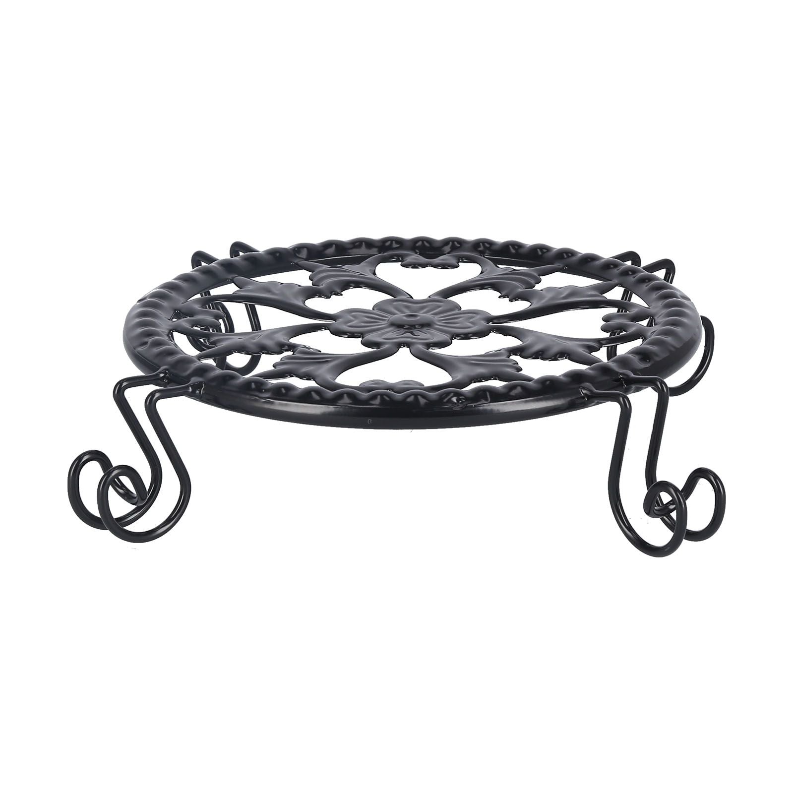 Flower Pot Stand Black Elegant Light Weight Stable Wrought Iron Plant Riser for Living Room Balcony Office