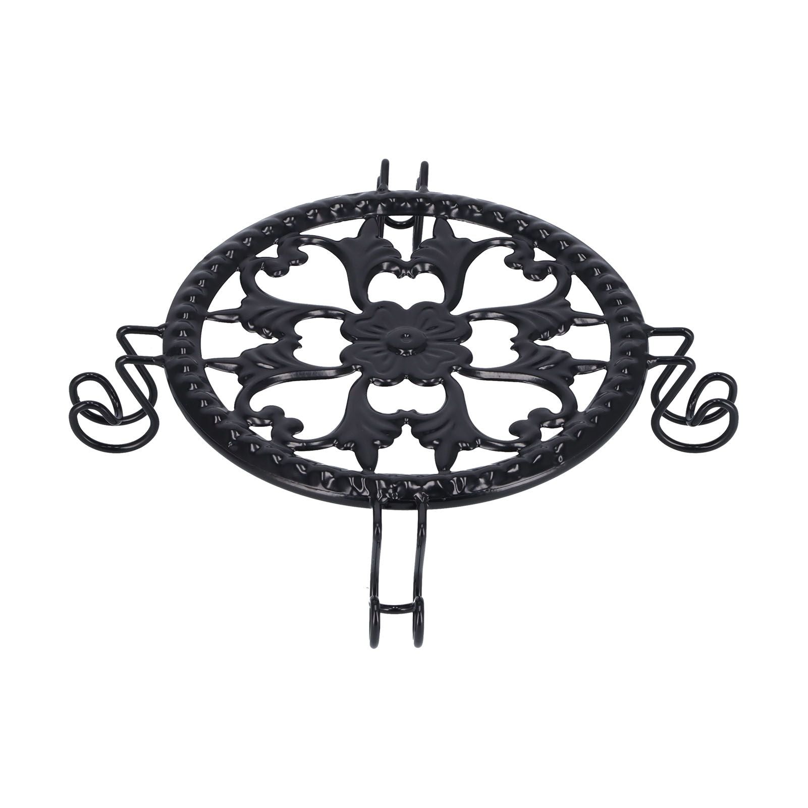 Flower Pot Stand Black Elegant Light Weight Stable Wrought Iron Plant Riser for Living Room Balcony Office