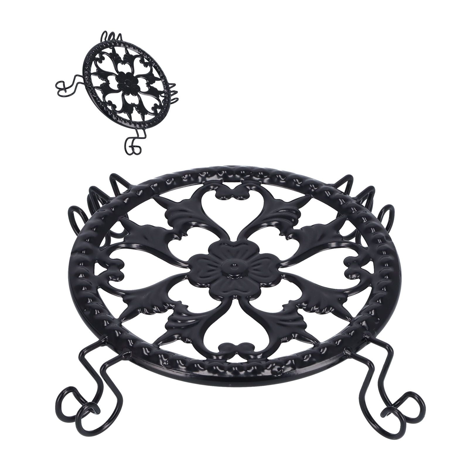 Flower Pot Stand Black Elegant Light Weight Stable Wrought Iron Plant Riser for Living Room Balcony Office