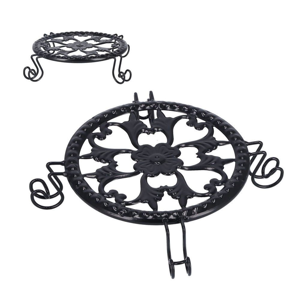 Flower Pot Stand Black Elegant Light Weight Stable Wrought Iron Plant Riser for Living Room Balcony Office