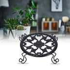 Flower Pot Stand Black Elegant Light Weight Stable Wrought Iron Plant Riser for Living Room Balcony Office