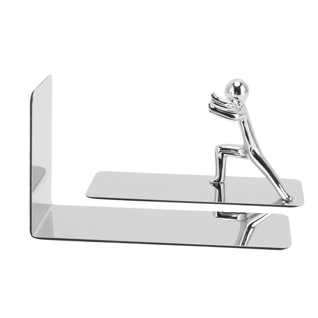Metal Bookends Kung Fu Man Design Durable Rustproof Metal High Stability Book Ends for Home Office Library