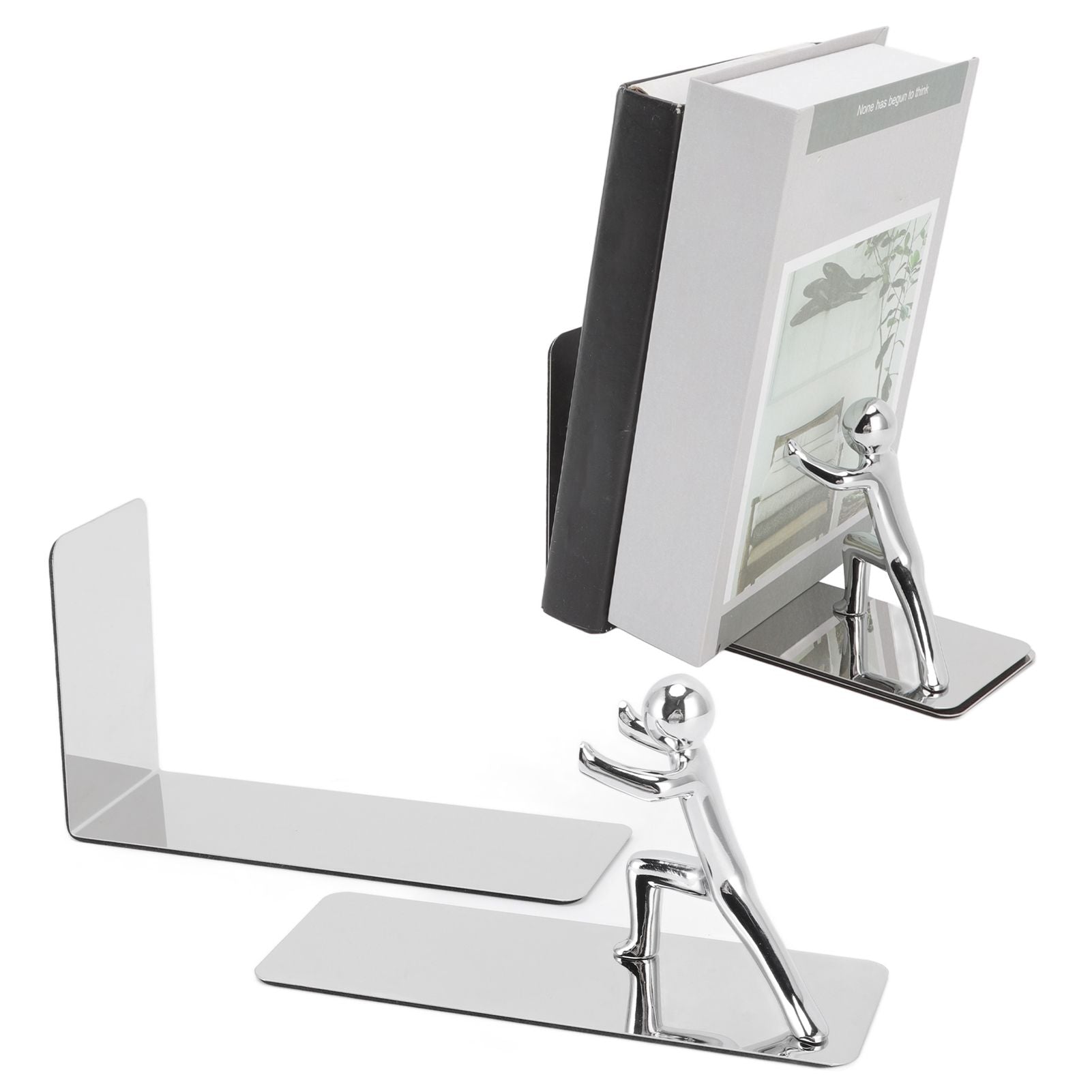 Metal Bookends Kung Fu Man Design Durable Rustproof Metal High Stability Book Ends for Home Office Library