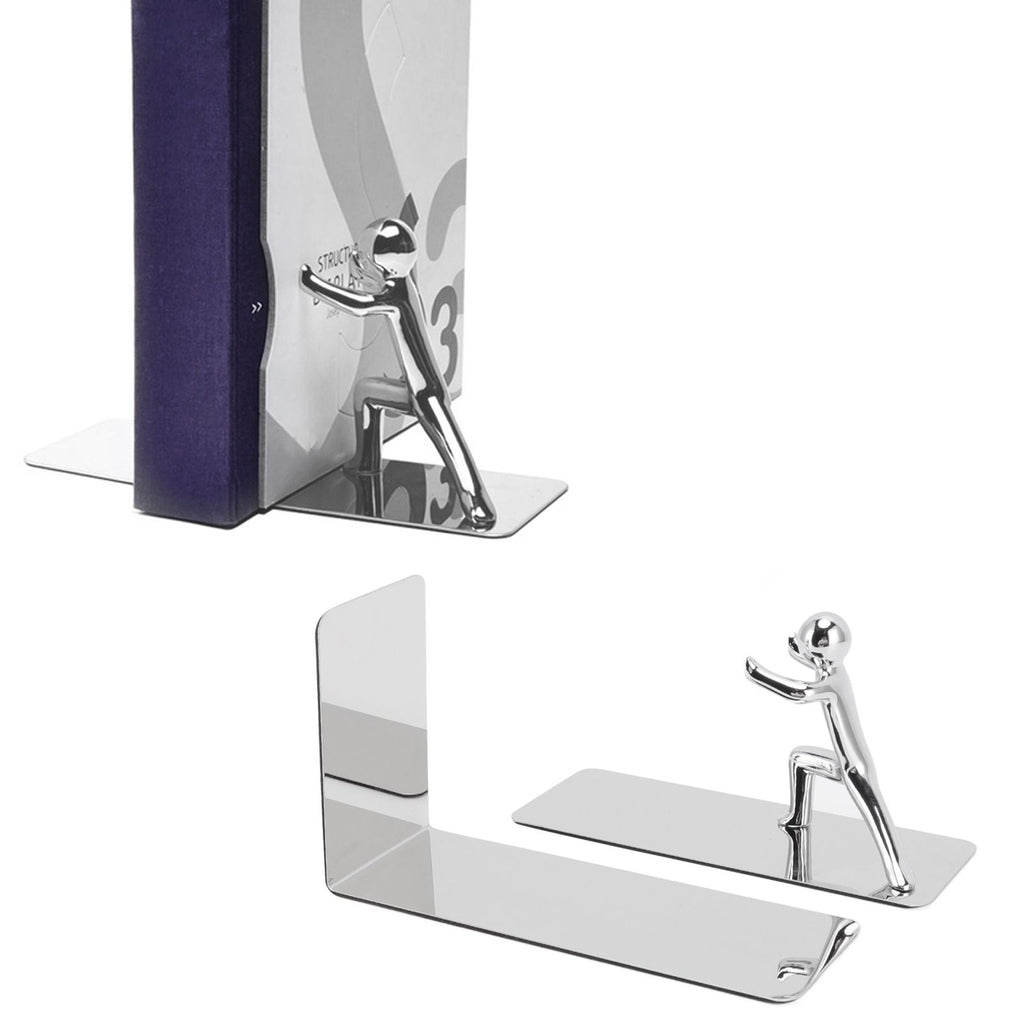 Metal Bookends Kung Fu Man Design Durable Rustproof Metal High Stability Book Ends for Home Office Library