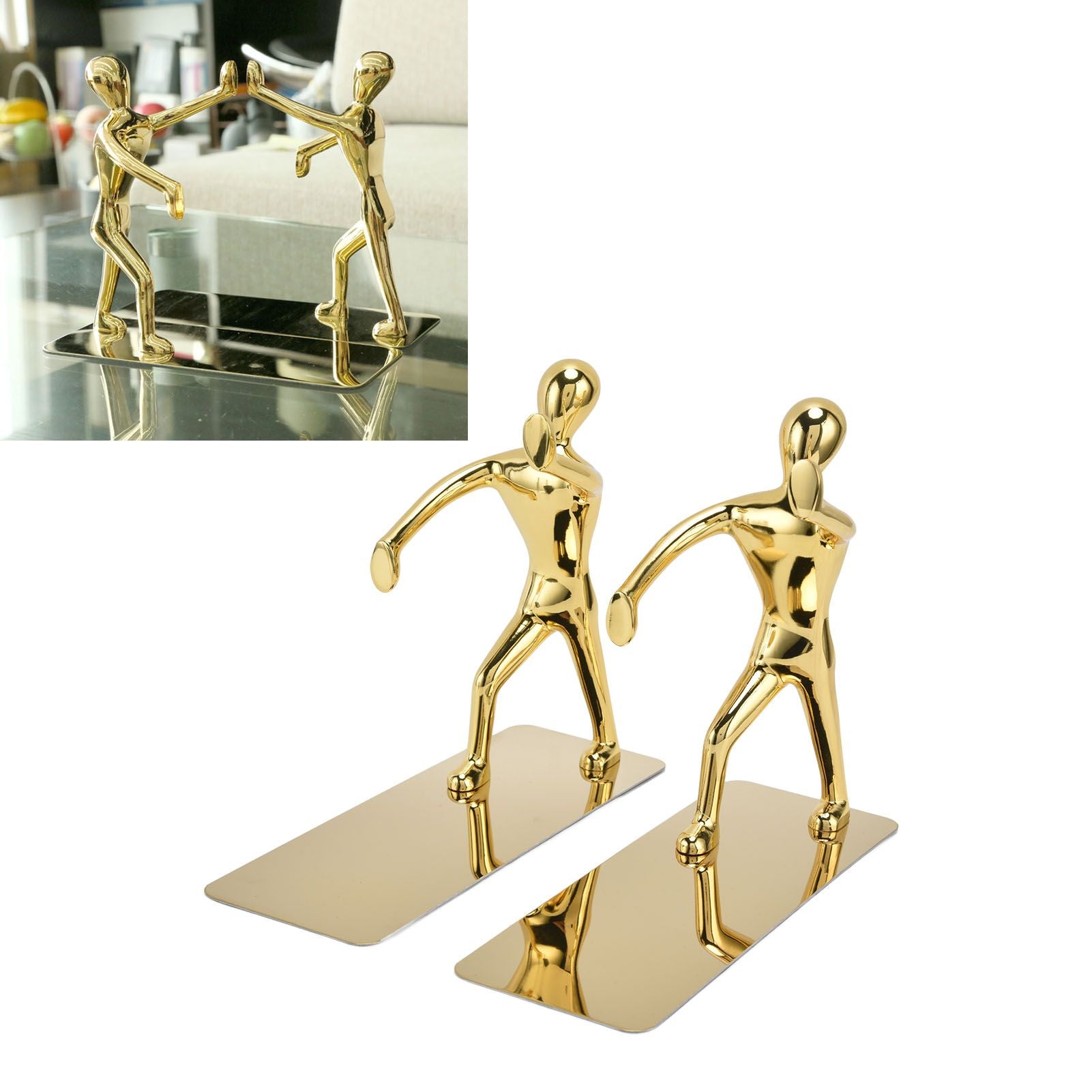 Stainless Steel Man Bookends Prevent Slipping Kung Fu Man Bookends for Home Decoration for Home Office