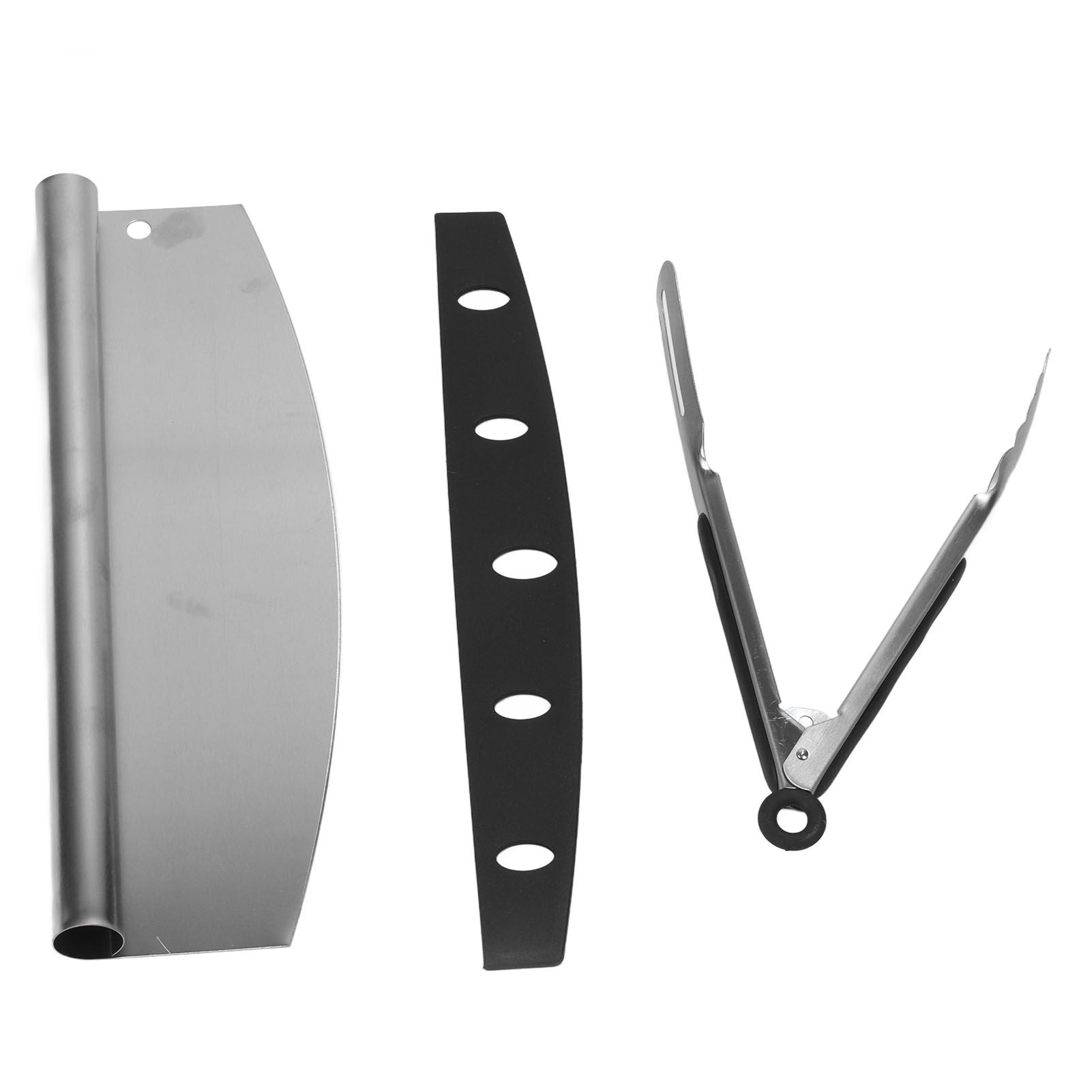 Stainless Steel Sharp-edged Pizza Rocker w/ Tongs Main image