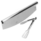 Stainless Steel Sharp-edged Pizza Rocker w/ Tongs