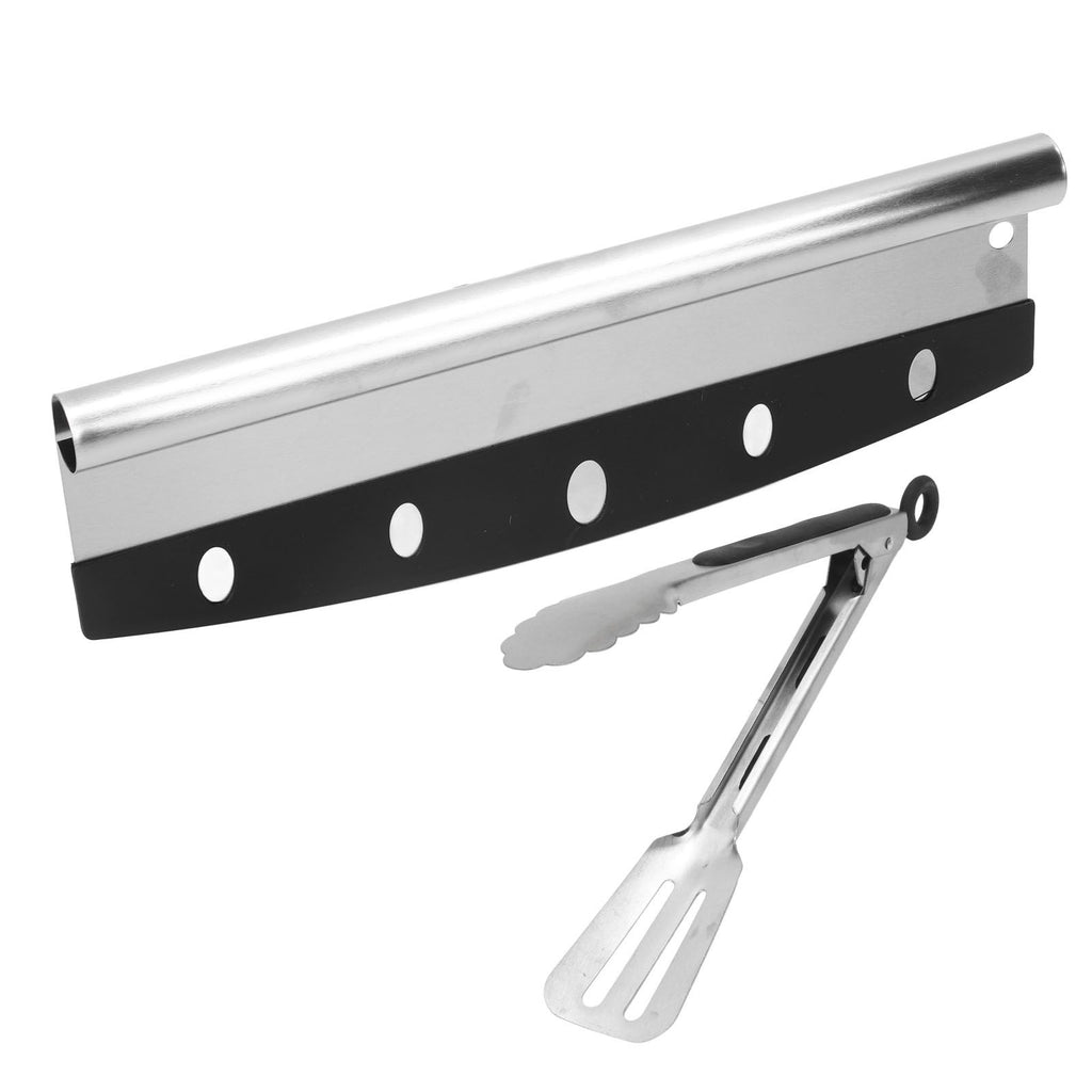 Stainless Steel Sharp-edged Pizza Rocker w/ Tongs