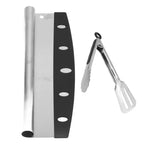 Stainless Steel Sharp-edged Pizza Rocker w/ Tongs