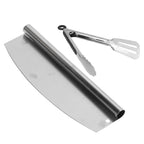 Stainless Steel Sharp-edged Pizza Rocker w/ Tongs
