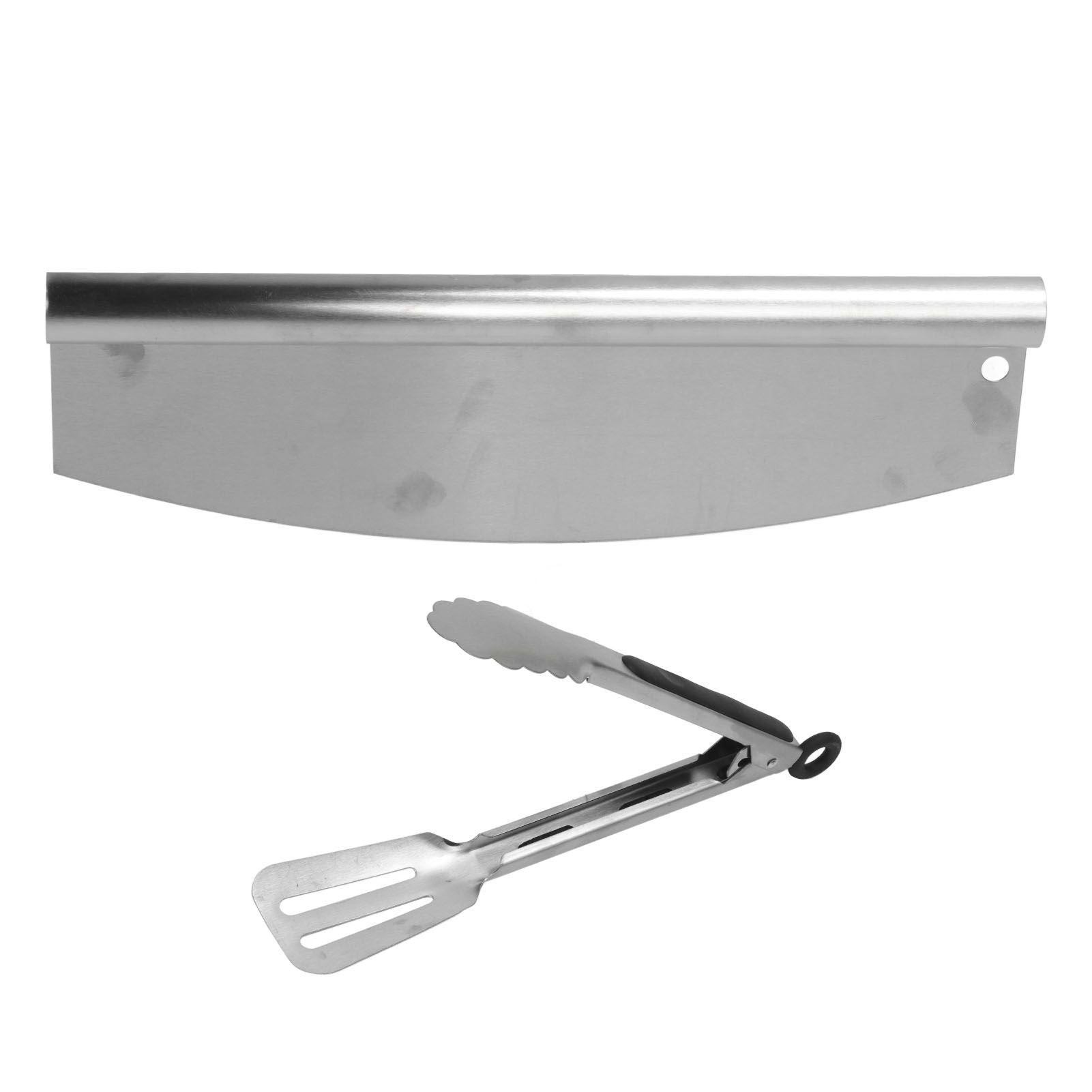 Stainless Steel Sharp-edged Pizza Rocker w/ Tongs