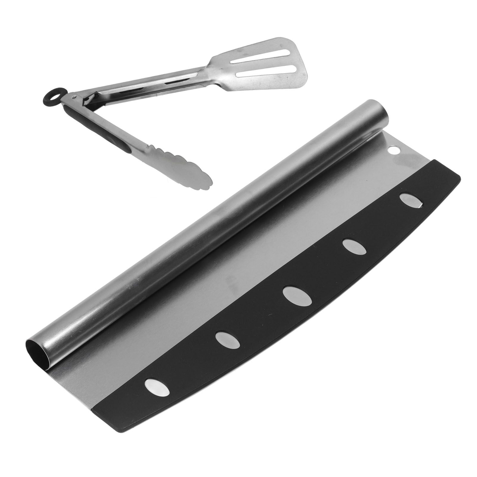 Stainless Steel Sharp-edged Pizza Rocker w/ Tongs
