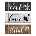 3Pcs Wall Decor Wooden Hanging Wall Sign Wooden Wall Art for Home Kitchen Dining Room Restaurant