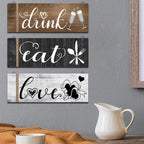 3Pcs Wall Decor Wooden Hanging Wall Sign Wooden Wall Art for Home Kitchen Dining Room Restaurant