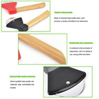 Axe Pizza Cutter with Bamboo Handle Pizza Wheel Grater Rotating Blade Pizza Knife