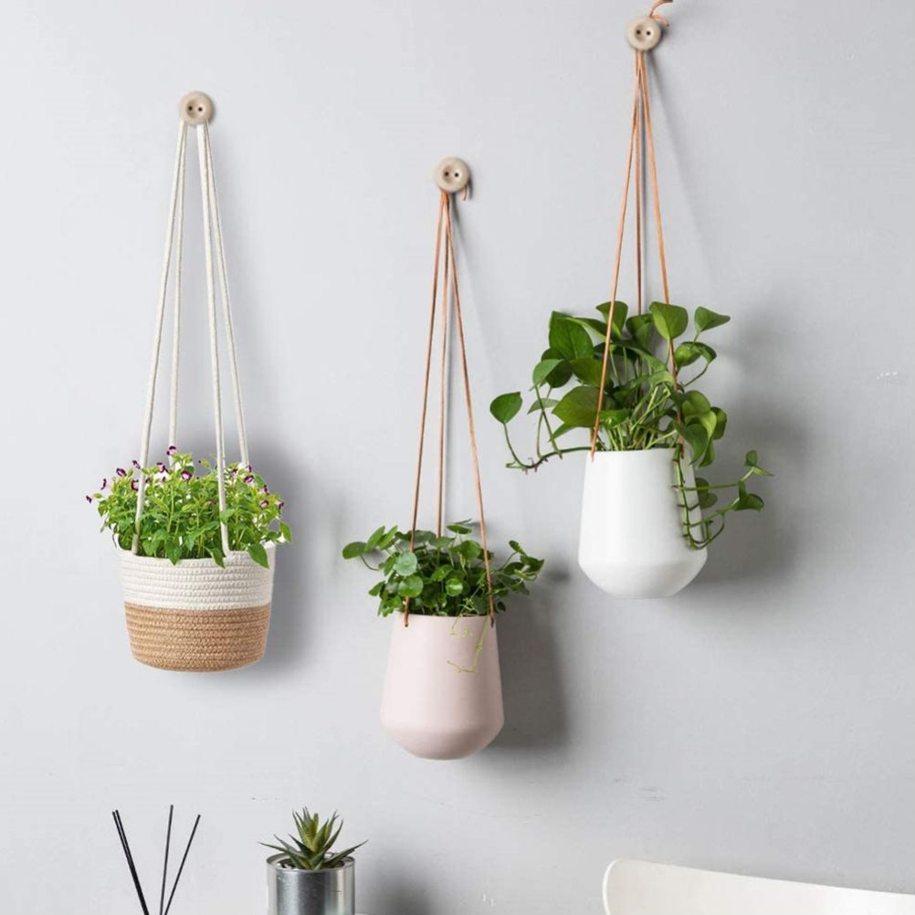 2PCS Braided Plant Basket Hanging Plant Pots Plant Hanger Plant Basket Wall Decoration Flower Pots