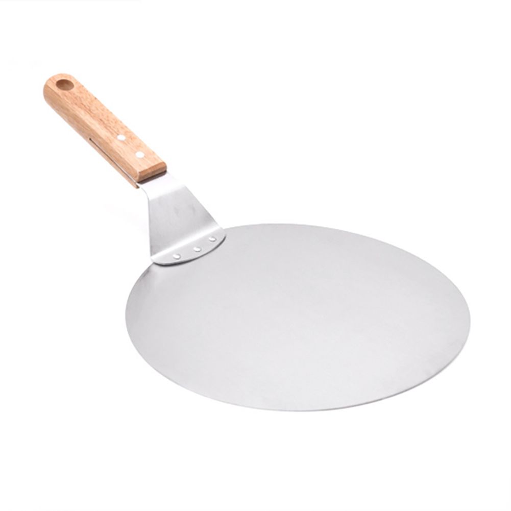10inch Stainless Steel Pizza Peel Shovel with Wooden Handle Cake Shovel Baking Tools for Cheese Pizza Cutting Kitchen Accessories Main image