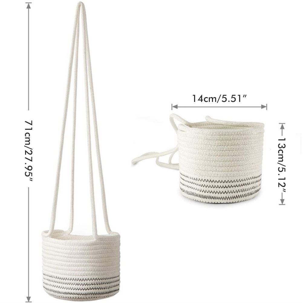 Hanging Plant Pot Holder Braided Plant Basket Indoor Flower Pot Plant Holder Hanging Cotton Rope Plant Storage Organiser Main image