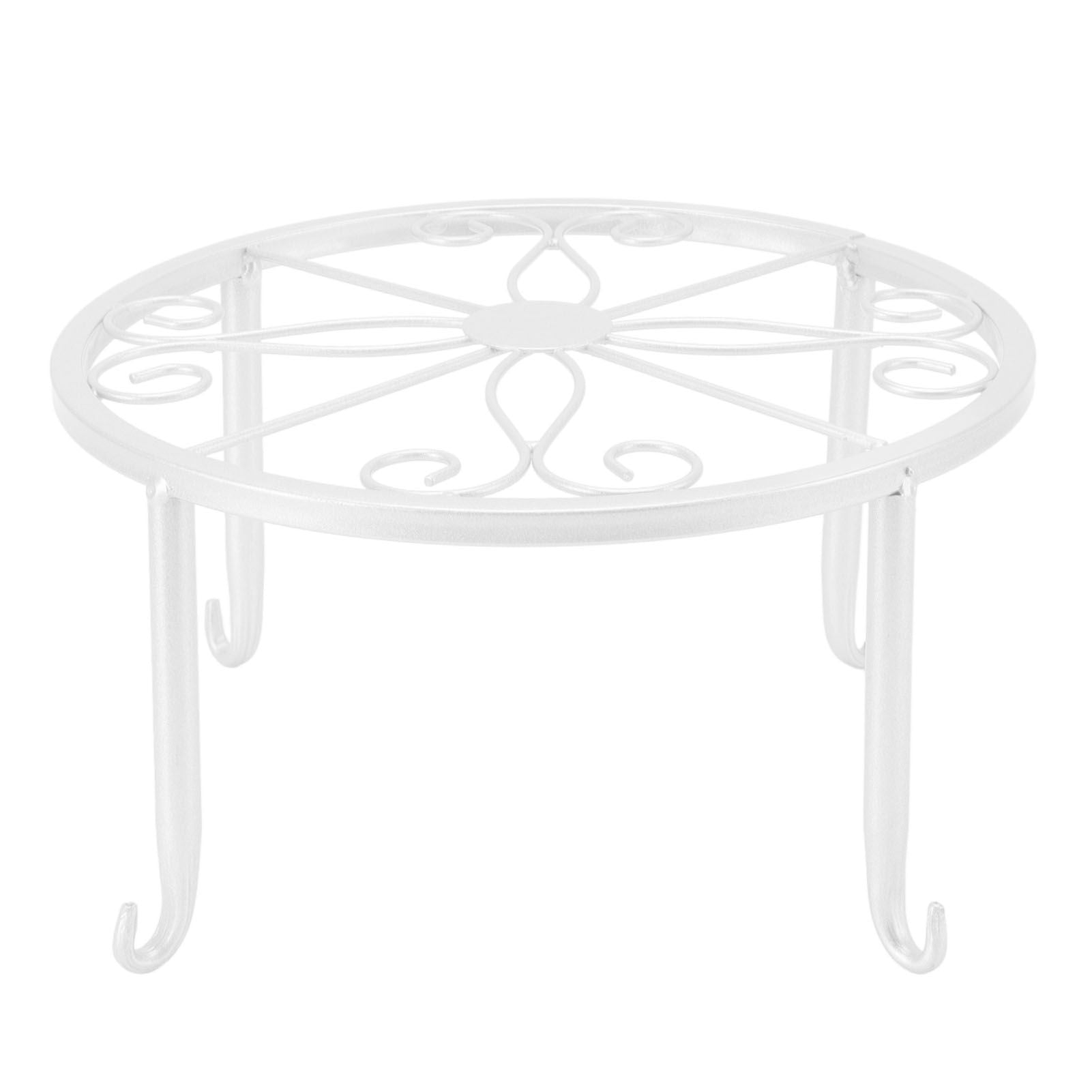 Single Layer Iron Plant Stand Floor Standing Simple Low Plant Pot Stand Balcony Living Room Flower Pot Shelf 22x22x12cm / 8.7x8.7x4.7in White Main image
