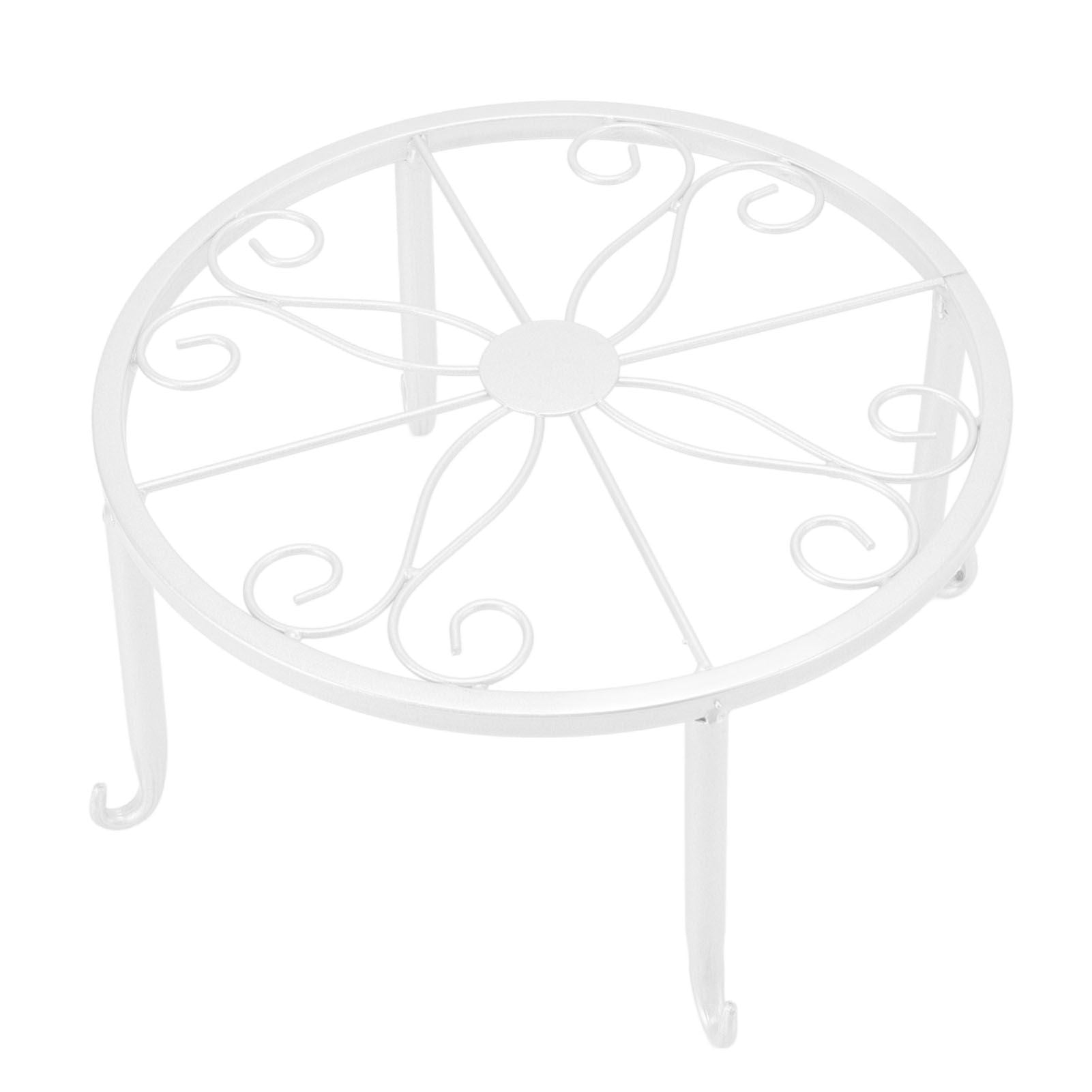 Single Layer Iron Plant Stand Floor Standing Simple Low Plant Pot Stand Balcony Living Room Flower Pot Shelf 22x22x12cm / 8.7x8.7x4.7in White