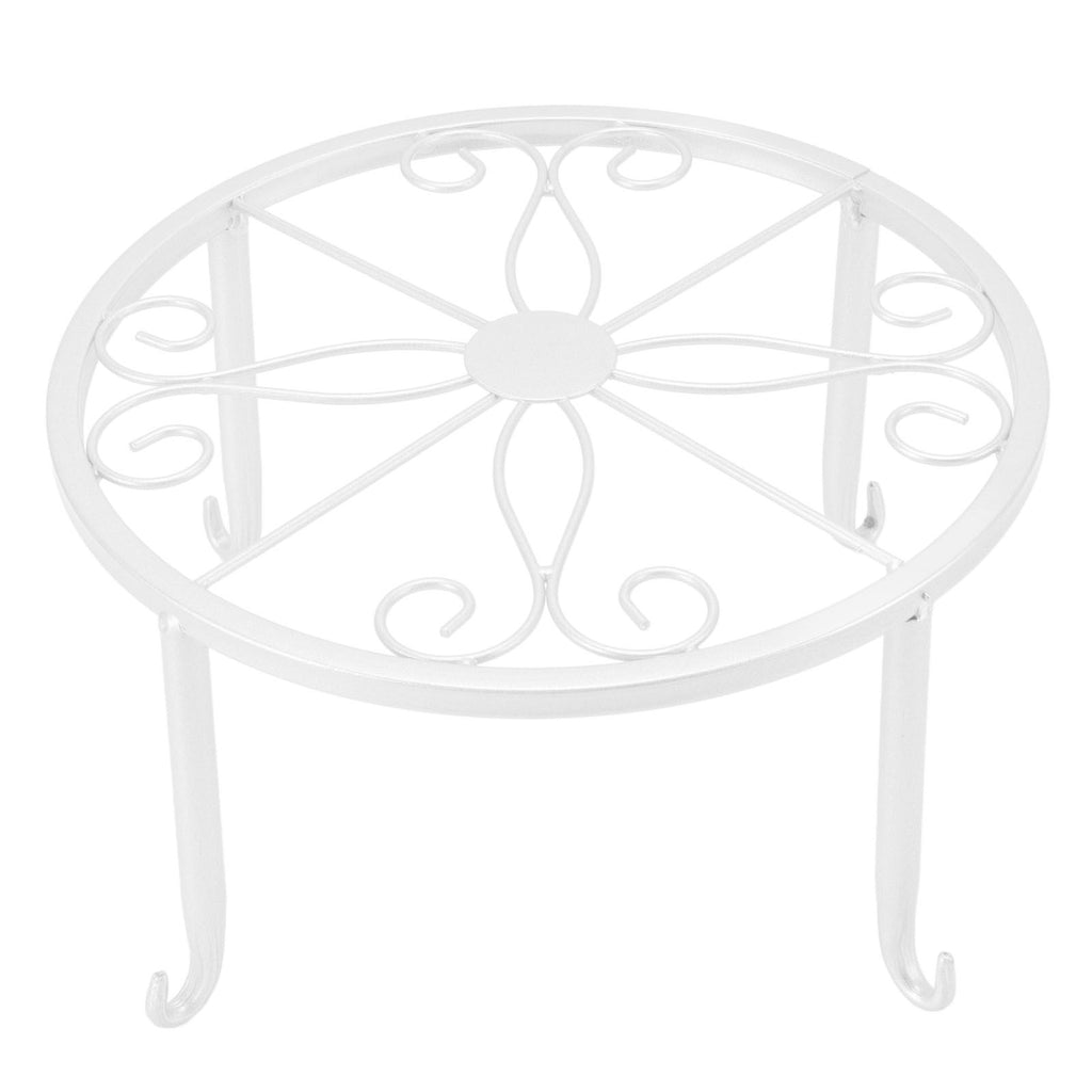 Single Layer Iron Plant Stand Floor Standing Simple Low Plant Pot Stand Balcony Living Room Flower Pot Shelf 22x22x12cm / 8.7x8.7x4.7in White