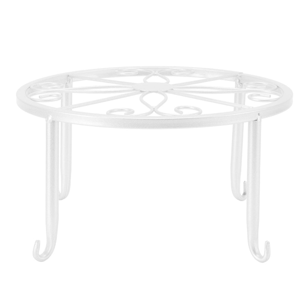 Single Layer Iron Plant Stand Floor Standing Simple Low Plant Pot Stand Balcony Living Room Flower Pot Shelf 22x22x12cm / 8.7x8.7x4.7in White