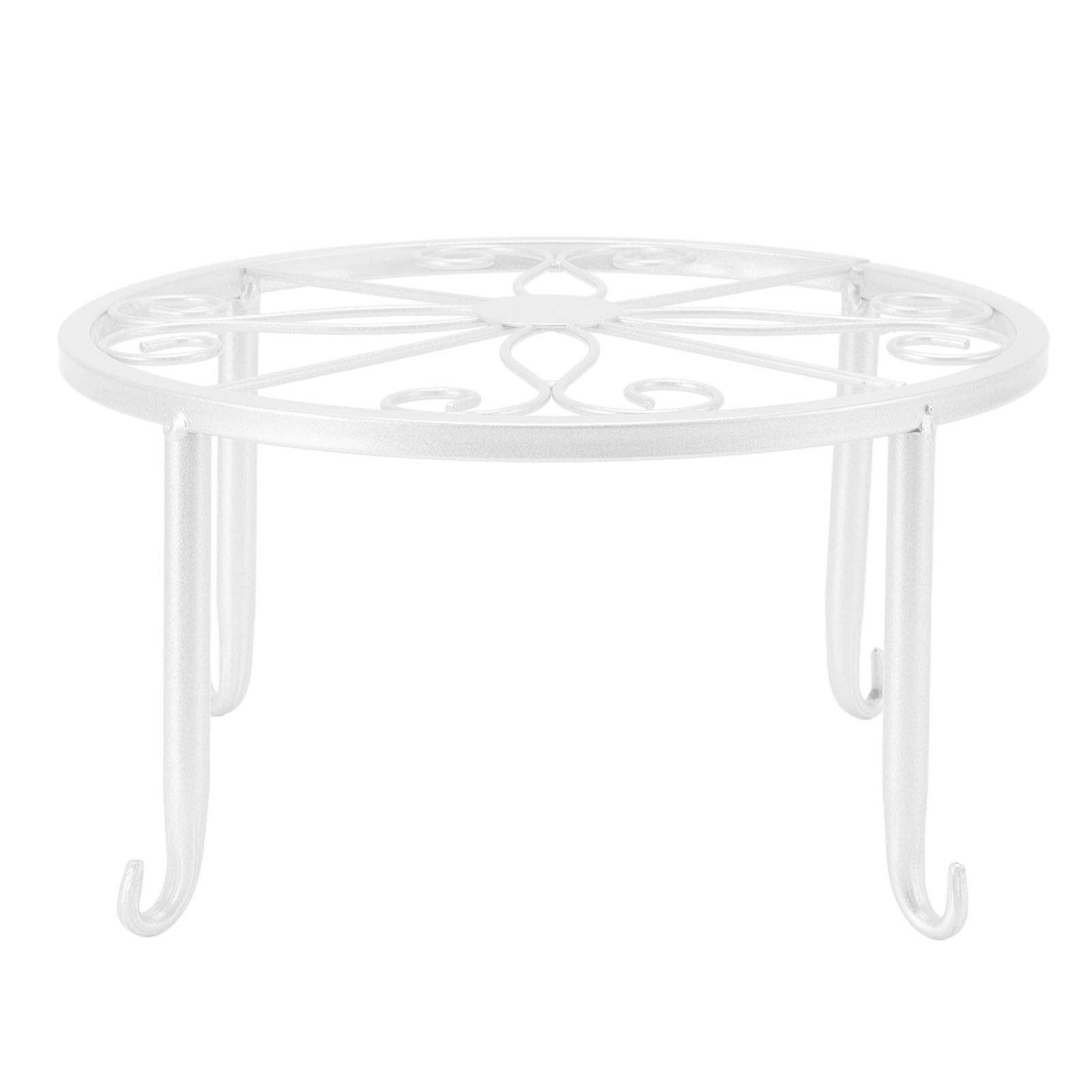 Single Layer Iron Plant Stand Floor Standing Simple Low Plant Pot Stand Balcony Living Room Flower Pot Shelf 22x22x12cm / 8.7x8.7x4.7in White