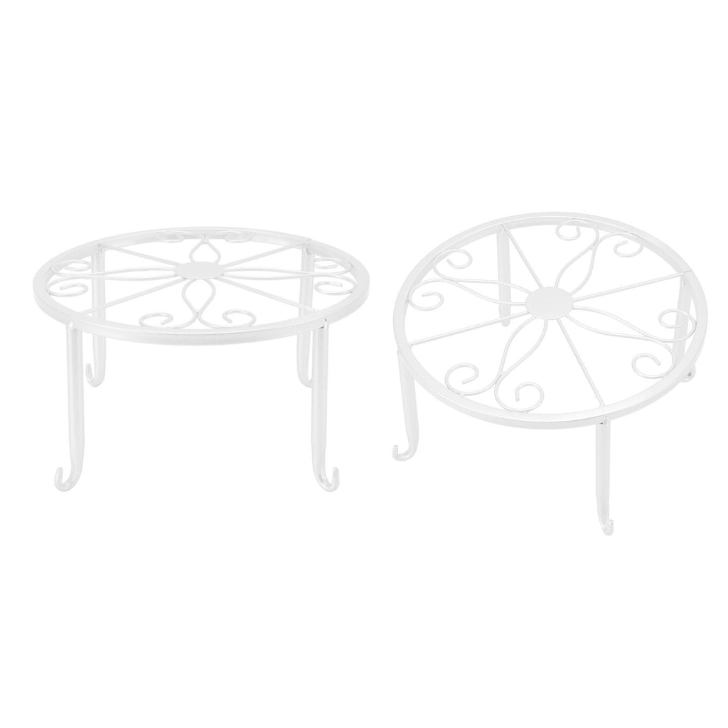 Single Layer Iron Plant Stand Floor Standing Simple Low Plant Pot Stand Balcony Living Room Flower Pot Shelf 22x22x12cm / 8.7x8.7x4.7in White