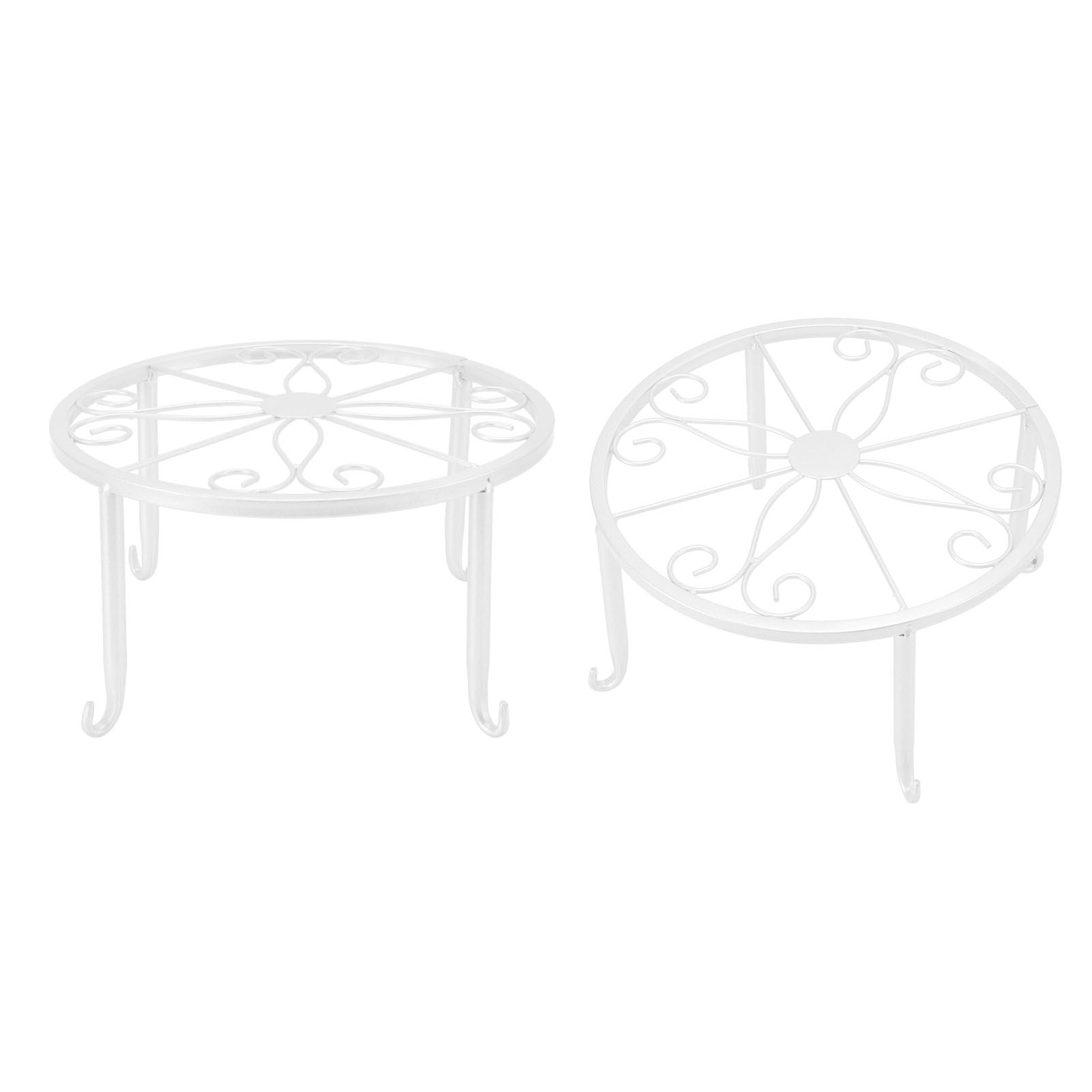 Single Layer Iron Plant Stand Floor Standing Simple Low Plant Pot Stand Balcony Living Room Flower Pot Shelf 22x22x12cm / 8.7x8.7x4.7in White