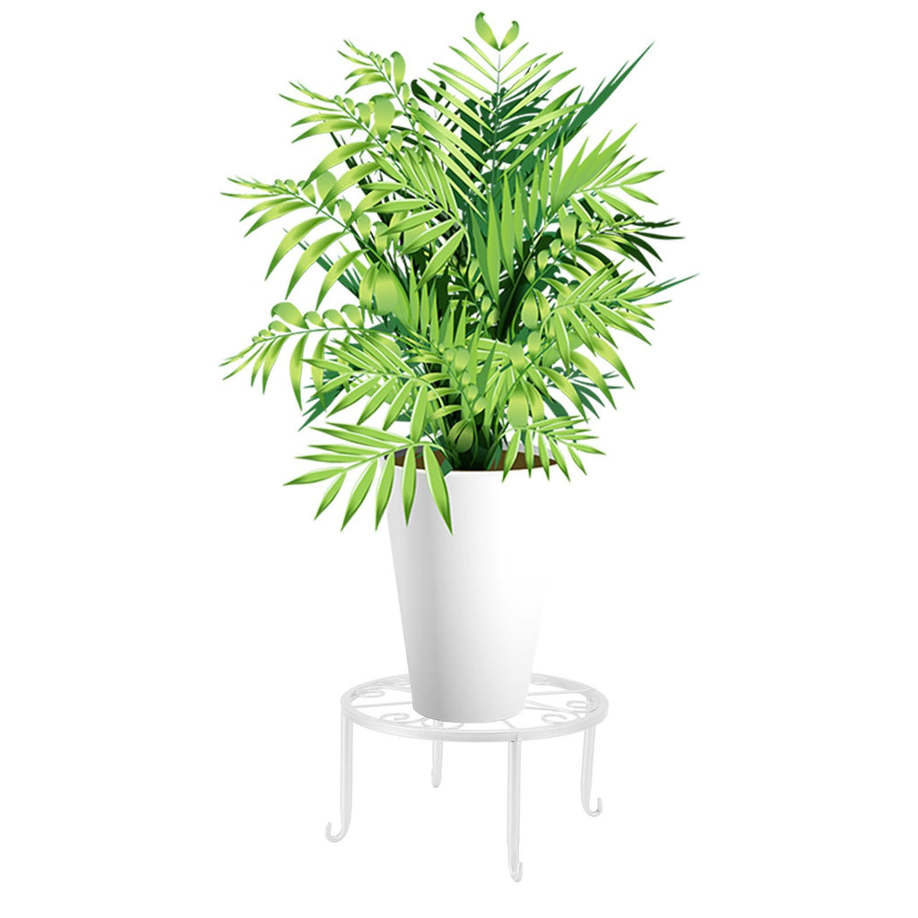 Single Layer Iron Plant Stand Floor Standing Simple Low Plant Pot Stand Balcony Living Room Flower Pot Shelf 22x22x12cm / 8.7x8.7x4.7in White
