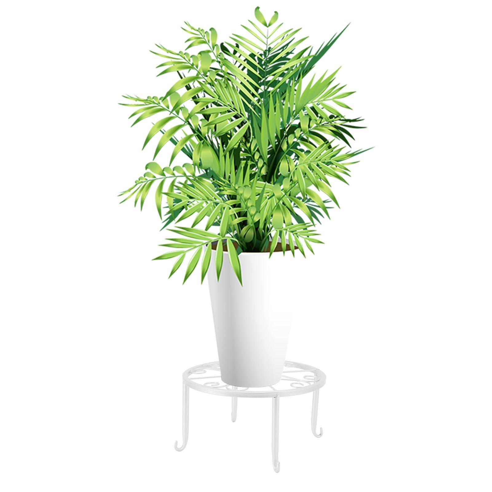 Single Layer Iron Plant Stand Floor Standing Simple Low Plant Pot Stand Balcony Living Room Flower Pot Shelf 22x22x12cm / 8.7x8.7x4.7in White