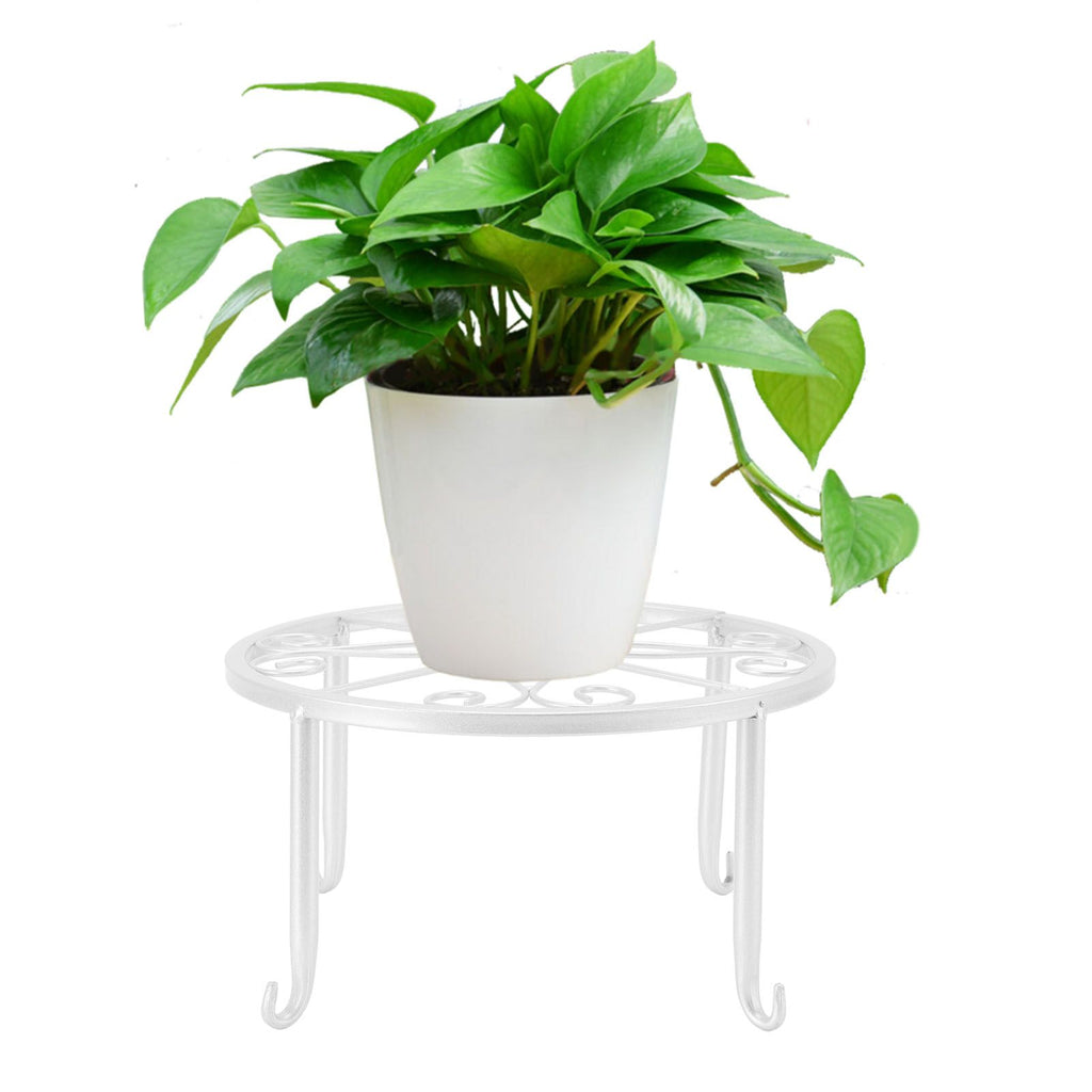 Single Layer Iron Plant Stand Floor Standing Simple Low Plant Pot Stand Balcony Living Room Flower Pot Shelf 22x22x12cm / 8.7x8.7x4.7in White