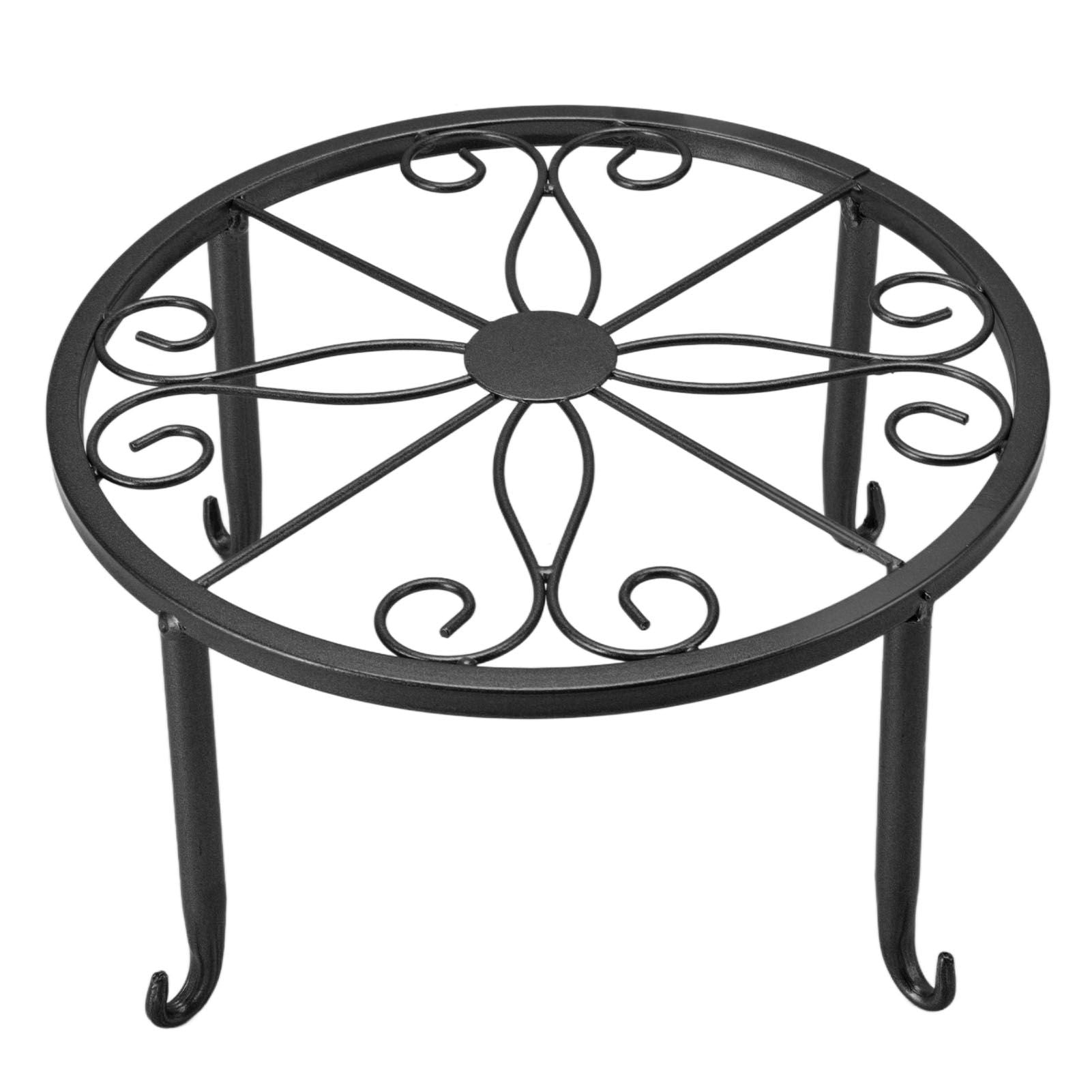 Single Layer Iron Plant Stand Floor Standing Simple Low Plant Pot Stand Balcony Living Room Flower Pot Shelf 22x22x12cm / 8.7x8.7x4.7in Black