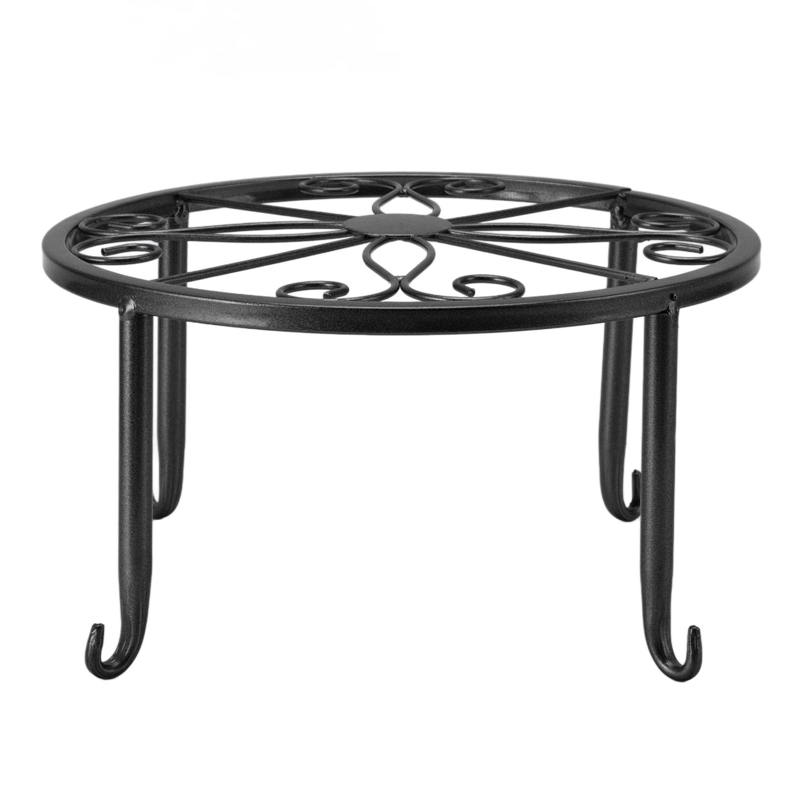 Single Layer Iron Plant Stand Floor Standing Simple Low Plant Pot Stand Balcony Living Room Flower Pot Shelf 22x22x12cm / 8.7x8.7x4.7in Black