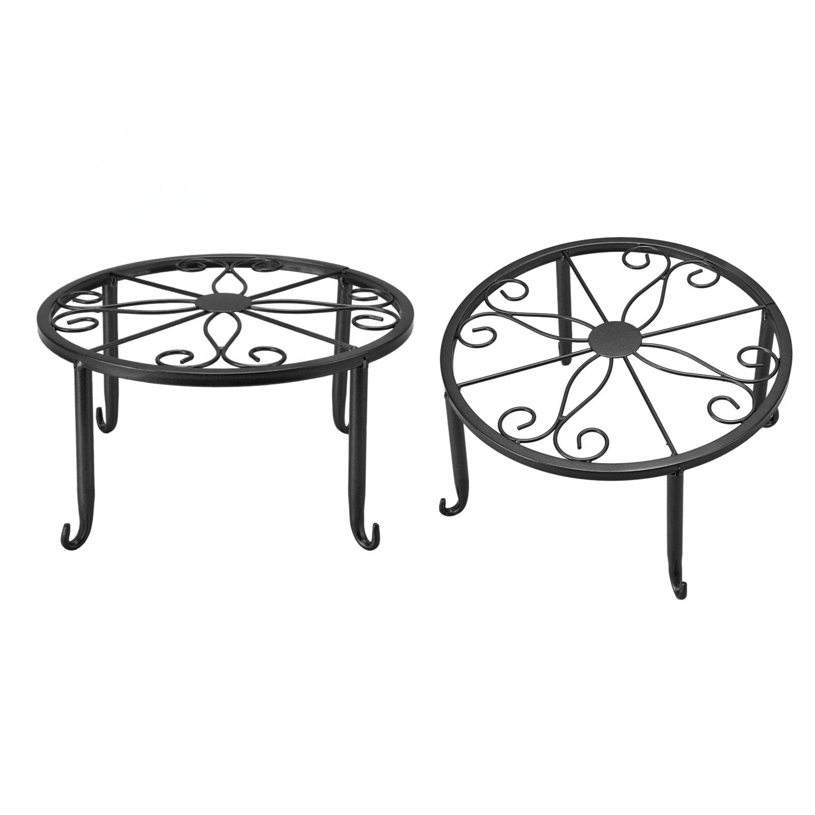 Single Layer Iron Plant Stand Floor Standing Simple Low Plant Pot Stand Balcony Living Room Flower Pot Shelf 22x22x12cm / 8.7x8.7x4.7in Black