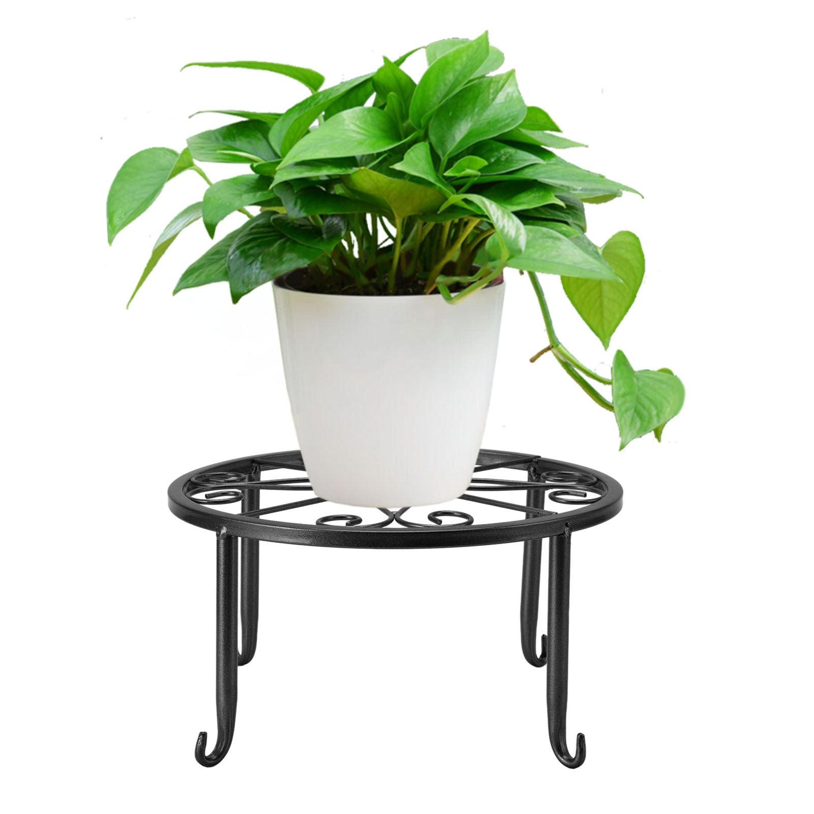 Single Layer Iron Plant Stand Floor Standing Simple Low Plant Pot Stand Balcony Living Room Flower Pot Shelf 22x22x12cm / 8.7x8.7x4.7in Black